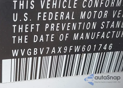 2015 Volkswagen Tiguan R-Line z USA, uszkodzony, nr VIN WVGBV7AX9FW601746